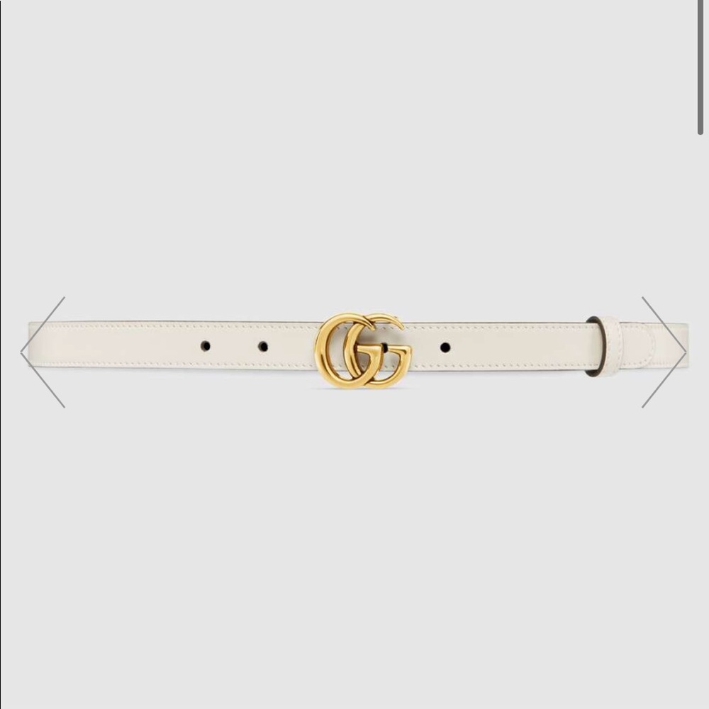 Gucci Marmont thin belt white leather